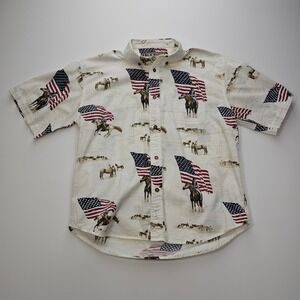 Bit & Bridle Boys Large Western Horse American Flag Button Down Shirt 694027